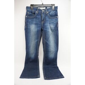 BKE Denim Fulton Bootleg Jeans Men 31R Blue Wash Stitch Detail